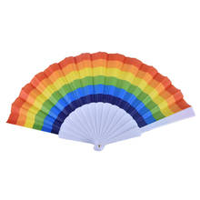 Abanico de arcoíris para decoración de fiestas, abanico plegable de mano para baile de Orgullo Gay, artesanía, alta calidad, 1 ud. 2024 - compra barato