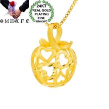 OMHXFC Wholesale PN377 European Fashion Hot Woman Girl Party Birthday Wedding Gift Christmas Heart Apple 24KT Gold Pendant Charm 2024 - buy cheap