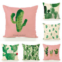 Estilo quente tropic botânica cactus bonito capa de almofada 45x45 impressão linho fronha capa de almofada para casa decorativa 2024 - compre barato