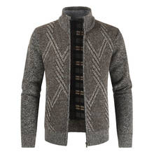 2019 Autumn Winter Mens Sweater Casual Stand Collar Thick Cardigan Men Fashion Warm Sweater Coats Men 2024 - buy cheap