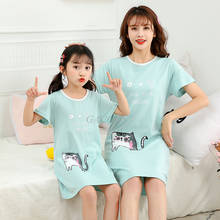 Летняя ночная рубашка для девочек, Пижамы Детская ночная рубашка с короткими рукавами милая детская одежда для сна из 100% хлопка размер 8, 10, 12, 14 лет 2024 - купить недорого