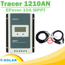 EPsolar-controlador de carga Solar con pantalla LCD, regulador de batería con dos Cables gratis, 10A, 12V, 24V, MPPT 1210AN 2024 - compra barato