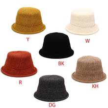 Women Faux Wool Crochet Knitted Bucket Hat Solid Color Rolled Short Brim Flat Top Leisure Warm Panama Fisherman Cap 2024 - buy cheap