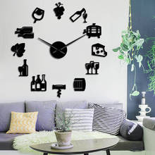 Grapes Wine Alcohol 3D DIY Wall Clock Quiet Sweep Wine lover Kitchen Wall Decor Acrylic Mirror Effect Clock Watch Creative Show 2024 - buy cheap