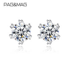 PAG&MAG Total 1ct Round Luxury Diamond Test Passed Moissanite 925 Sterling Silver Earrings For Woman  Jewelry Girlfriend Gift 2024 - buy cheap