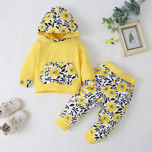 New Born Baby Girl Clothes Autumn Fashion Prinetd Flowear Suit 0-3 Years Old Baby Long Sleeved Yellow Sweaters Suit Outwear Set 2024 - buy cheap