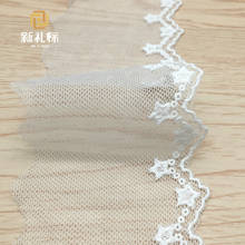 1Y Gold Ivory Clothing Lace Accessories Milk Silk Brocade Star Embroidery Mesh Bar Code Mesh Polyester Embroidery Lace Trims 7cm 2024 - buy cheap