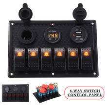 Waterproof 6 Gang Car Boat Marine Rocker Switch Panel LED 3.1A Dual USB Slot Socket 12V Digital Voltage Display Circuit Breaker 2024 - buy cheap