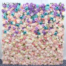 JAROWN 2M by 2M Gradient Colorful Artificial Fake Flower Wall Wedding Background Decoration Large Event Home Decor Flores 2024 - buy cheap