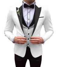 Men's Beige Business Suits 3 Pieces Regular Fit Notch Lapel Prom Green Whiite Tuxedos For Wedding Groom (Blazer+Vest+Pants) 2024 - buy cheap