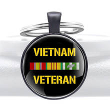 Vietnam Veteran Design Black Glass Dome key Chains Men Women Key Ring Jewelry Gifts 2024 - buy cheap