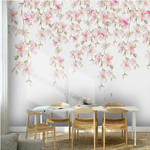 Milofi-papel tapiz con foto 3D personalizado, mural de decoración de pared de dormitorio, minimalista, nórdico, flores de acuarela, pequeño y fresco 2024 - compra barato