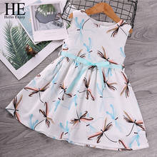 HE Hello Enjoy Girl Dresses Kids Clothes 2020 Summer White Sleeveless Printed Bow Casual Dress Infantil Clothing Costumes 2 6 8 2024 - buy cheap