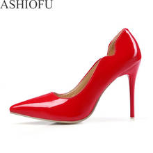 ASHIOFU-zapatos de tacón alto sin cordones de charol para mujer, calzado de vestir, para boda, fiesta, graduación, de noche 2024 - compra barato