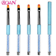 BQAN-pincel de uñas para arte de esmalte de Gel UV, brocha de pintura #2 #4 #6 #8, cabeza ovalada de nailon, mango de diamantes de imitación, herramienta de diseño DIY para manicura 2024 - compra barato