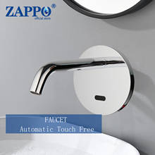 Хромированный полированный смеситель ZAPPO, автоматический кран из твердой латуни для ванной комнаты с бесконтактным датчиком, крепление на раковину 2024 - купить недорого