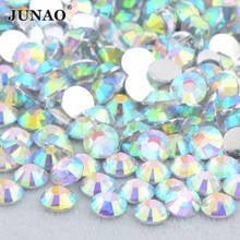 Junao strass de cristal, 3 4 5 6mm, ab, arte de unha, strass plano, volta redonda, adesivos, pedra de resina solta para decorações de manicure 2024 - compre barato