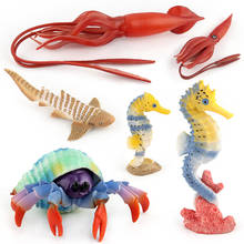 Морская экшн-фигурки животных фигурки коллекционные игрушки Осьминог морской конь отшельник Краб модель Оригинальные фигурки океана игрушка подарок для детей 2024 - купить недорого