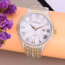 Auto Date Men's Watch Women's Watch Japan Mov Fashion Rhinestone Shell Luxury Crystal Lovers' Watch Birthday Gift Melissa Box 2024 - buy cheap