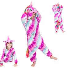 Детские пижамы для мальчиков и девочек; детские пижамы с изображением радуги и единорога; детские пижамы; зимняя детская одежда для сна; пижамы с пандой 2024 - купить недорого