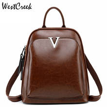 WESTCREEK Brand Leather Women Anti Theft Black Backpack Fashion Vintage Girls Shoulder Bags Small Travel Backpack Bookbag 2024 - buy cheap
