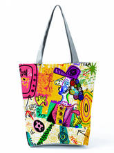 Ladies Graffiti Printed Handbag Eco Reusable High Capacity Shopping Bag Personality Foldable Outdoor Travel Tote Custom Pattern 2024 - buy cheap