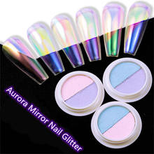 Two Color Solid Mirror Chrome Aurora Nail Powder Glitter Dust Holographic Nails Art Polish Pigment Nail Art Decorations Supplies 2024 - buy cheap