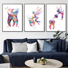 Pintura em tela de fadas dentais, arte em aquarela, pôsteres odontológicos, higiênico, imagem de parede para decoração de casa, sala de estar 2024 - compre barato