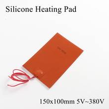 150x100mm 5V 12V 24V 36V 48V 110V 220V 380V Silicone Heating Pad Rubber Heat Mat Heated Bed Plate Flexible Waterproof 3D Printer 2024 - buy cheap