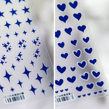 3D Blue Stars Love Heart Pattern Adhesive Nail Art Stickers 5D Embossed Reliefs Nail Decoration Decals Wholesale Drop Shipping 2024 - buy cheap