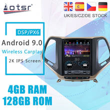 Sistema multimídia automotivo, reprodutor com android 9.0, 128g de ram, px6, tesla styel, rádio, estéreo, dvd, navegação gps, para jeep cherokee 5 kl 2004-2010 2024 - compre barato