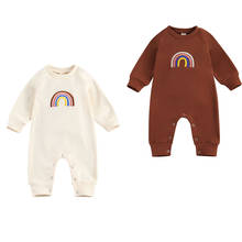 Wallarenear 0-18M Toddler Baby Boy Girl Autumn Romper Long Sleeve Rainbow Printed Cotton Jumpsuit Clothing 2024 - buy cheap