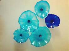 Современные стеклянные тарелки ручной работы из муранского стекла цвет синий цветок лютус настенная живопись 2024 - купить недорого