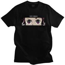 Tanjiro-camiseta masculina de algodão, camisetas de manga curta, anime, kimetsu no yaiba 2024 - compre barato
