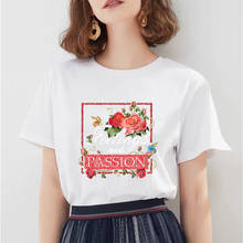 Женская футболка с буквенным принтом и цветочным принтом, Футболка Harajuku Kawaii Cat, футболка с коротким рукавом, модные эстетические готические топы, уличная одежда 2024 - купить недорого