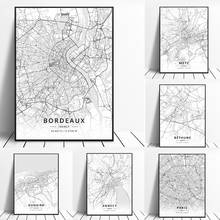 Bethune Dunkirk Annecy Paris Bordeaux Metz France Canvas Art Map Poster 2024 - buy cheap