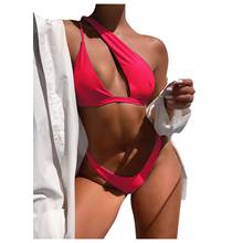 Woman Bikinis Sexy Micro Thong Swimwear One Shoulder Push-Up Bikini Set Unilateral Brazilian Swimsuit Swimming Bathing Suit 2024 - buy cheap