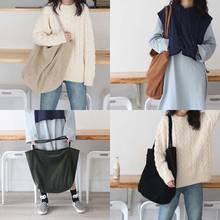 Женская модная Вельветовая сумка на плечо, большая Вместительная женская сумка-тоут, складные многоразовые сумки для покупок, тканевые сумки на ремне # L10 2024 - купить недорого