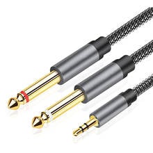 3.5mm TRS male to 2X 6.35mm TS Audio cable Mono stereo Y-cable splitter compatible with home stereo systems, laptops, amplifiers 2024 - buy cheap