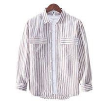 Long Sleeve Shirt for Men 100% Linen Striped Casual Turn-down Collar Tops Spring New Male Fashion Clothing Trends 2024 - buy cheap