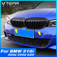 Vtear Car Front Grille Cover Decoration Exterior Front Bumper Frame Trim Accessories ABS Parts For BMW 318i 320d 330d G20 2021 2024 - buy cheap