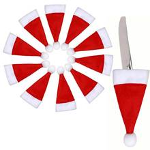 10 Pcs/Set Christmas Hat Cutlery Bag Candy Gift Bags Cute Pocket Fork Cutter Holder Table Dinner Decoration JAN88 2024 - buy cheap
