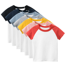 New boy's Girls Summer T shirt Solid Cotton Short-Sleeved Basic T-shirt Children's Black Gray Kids Boys Clothes 1 3 5 7 9 Years 2024 - buy cheap