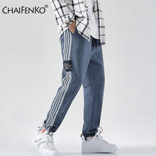 CHAIFENKO M-8XL 2021New Plus Size Cargo Jeans Men Reflective Stripe Harem Jogger Trousers Men Fashion Casual Denim Jean Pant Men 2024 - buy cheap