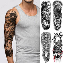 Large Arm Sleeve Tattoo Sculpture Angel Warrior Lion Waterproof Temporary Tatto Sticker Fox Body Art Full Fake Tatoo Women Men 2024 - buy cheap