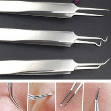 Stainless steel Face Cleaner  Straight Bend Curved Blackhead Acne Clip Tweezer Pimple Comedone Remover Kit 2024 - buy cheap