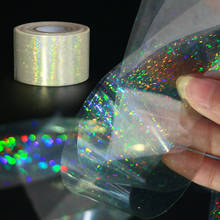 Adesivo de vidro quebrado para unha, folha de papel para arte em unhas, design holográfico de transferência, decalques para unhas, 120m x 4cm 2024 - compre barato