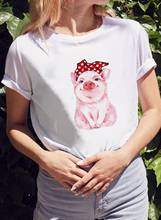 Camisetas con estampado de cerdo rosa para Mujer, blusa Harajuku de manga corta para Mujer, ropa de calle Vintage, Camisetas para Mujer 2024 - compra barato