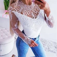 Fashion Blouse Women Lace Shirt Solid Color Long Sleeve Blouse Shirts Women's Hollow Out Tops Ladies Clothing Elegant Shirt Tops 2024 - buy cheap