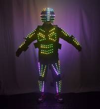 RGB full colo led robot costume helmet stage dance luminous armor nightclub bar light show mechanical dance clothes 2024 - buy cheap